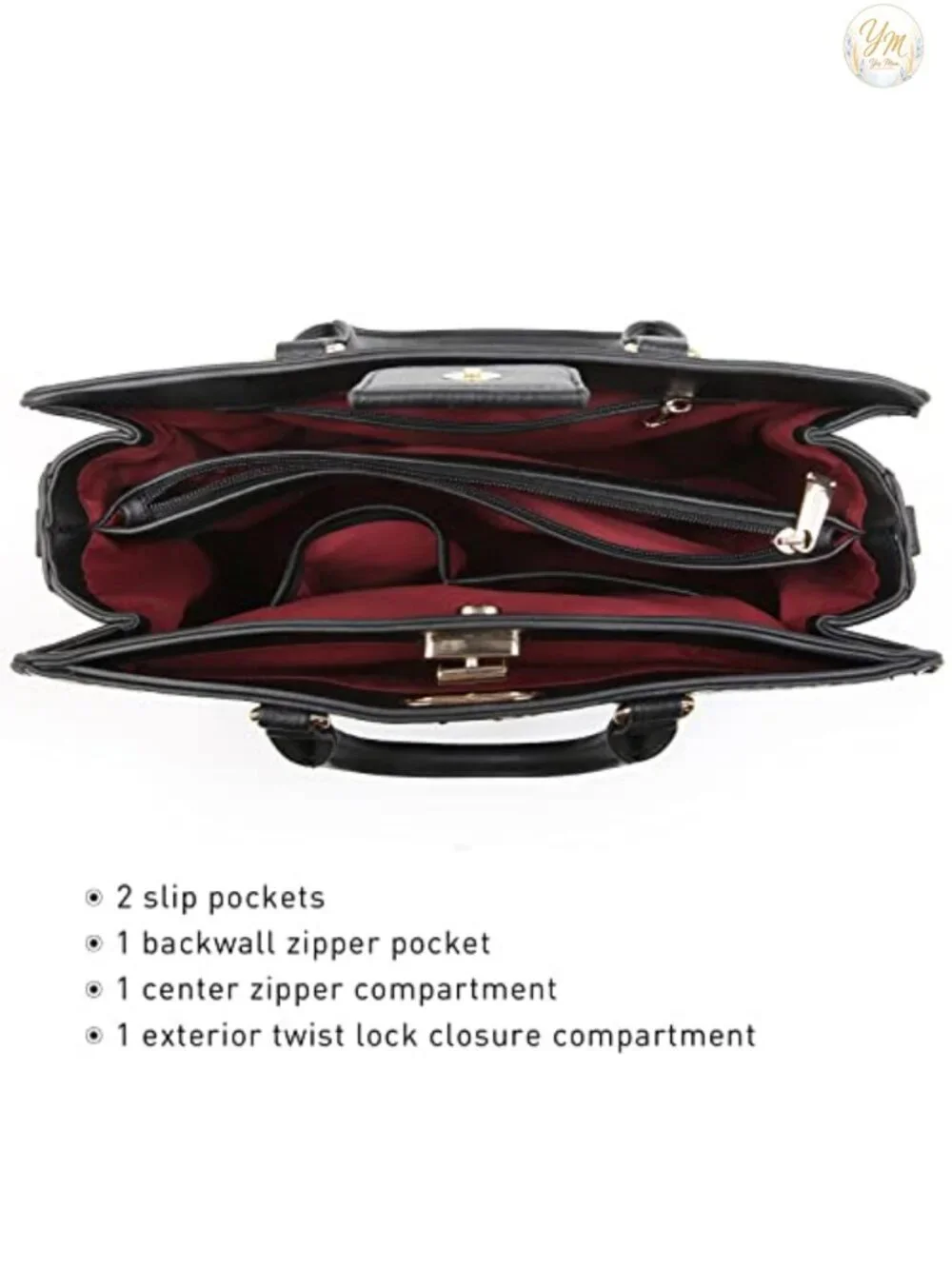 Vegan Leather Satchel Tote with Matching Clutch